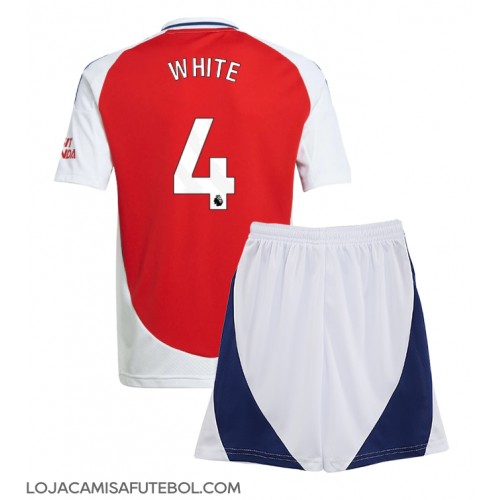 Camisa de Futebol Arsenal Ben White #4 Equipamento Principal Infantil 2024-25 Manga Curta (+ Calças curtas)